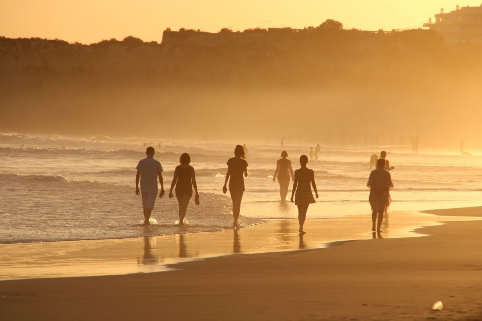 waking on beach